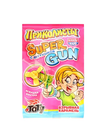 Взрывная карамель «Приколисты. Super Gun с вертушкой», с игрушкой и татуировкой, 1 г