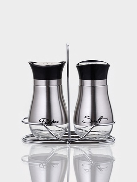 Набор для специй «Сияние.Silver», 2 шт., на подставке, стекло, серебристый