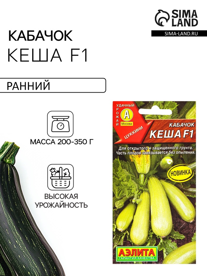 Семена Кабачок цуккини «Кеша», F1, 7 шт., «Агрофирма АЭЛИТА»