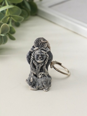 Брелок для ключей на кольце «Девочка со щенком и бубном маленькая», 4.8 см