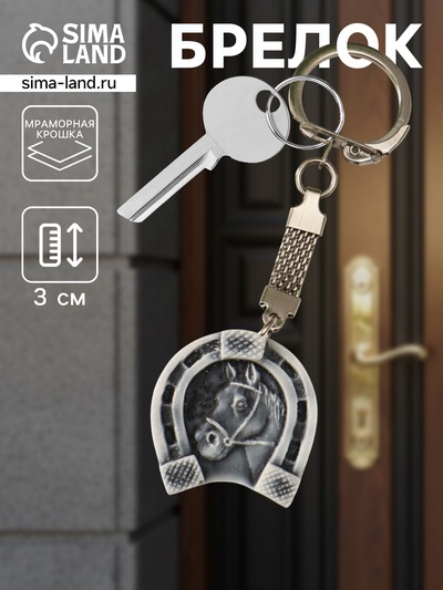 Брелок для ключей на кольце «Подкова с головой лошади», 3 см