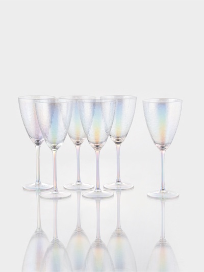 Набор бокалов для вина Magistro «Жемчуг» 400 мл, 6 шт., стекло, перламутровый