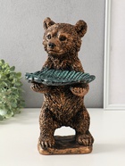 Копилка для денег с подставкой для мелочей «Мишка с листком», гипс, 34×18 см, бронза с серебром - фото 809343765