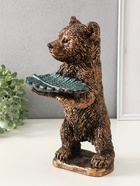 Копилка для денег с подставкой для мелочей «Мишка с листком», гипс, 34×18 см, бронза с серебром - фото 61614402