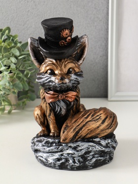 Копилка для денег «Лиса в шляпе», гипс, 24×15 см, под бронзу с серебром