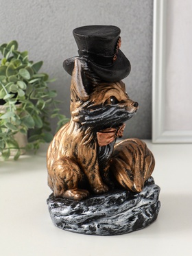 Копилка для денег «Лиса в шляпе», гипс, 24×15 см, под бронзу с серебром