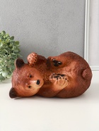 Копилка для денег «Мишка лёжа», гипс, 15×28 см, коричневая - Фото 1