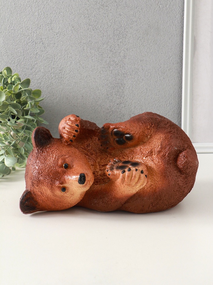 Копилка для денег «Мишка лёжа», гипс, 15×28 см, коричневая - Фото 1