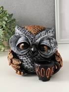 Копилка для денег «Сова с чашкой», гипс, 15×18 см, под бронзу с серебром - фото 809343785