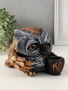 Копилка для денег «Сова с чашкой», гипс, 15×18 см, под бронзу с серебром - фото 809343786