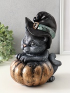 Копилка для денег «Кот с тыквой», гипс, 27×22 см, под бронзу с серебром - фото 809343803