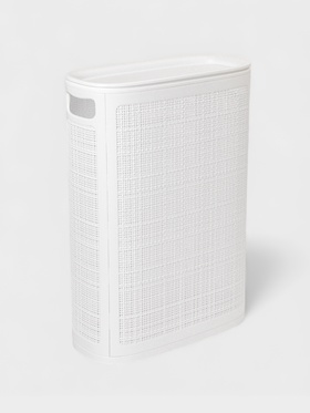 Плетёная корзина для белья с крышкой "Лён" 45л 43×20×60см, цвет белый