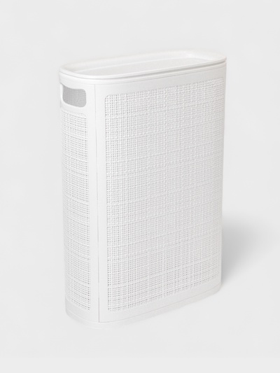 Плетёная корзина для белья с крышкой «Лён», 45 л, 43×20×60 см, белая