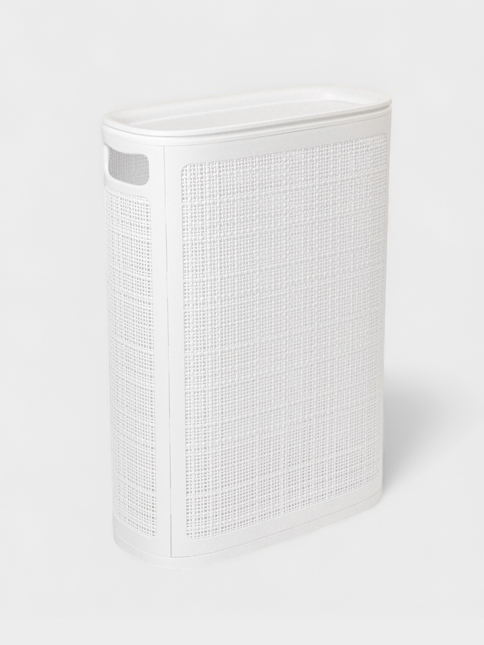 Плетёная корзина для белья с крышкой «Лён», 45 л, 43×20×60 см, белая - Фото 1