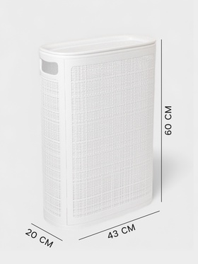 Плетёная корзина для белья с крышкой «Лён», 45 л, 43×20×60 см, белая