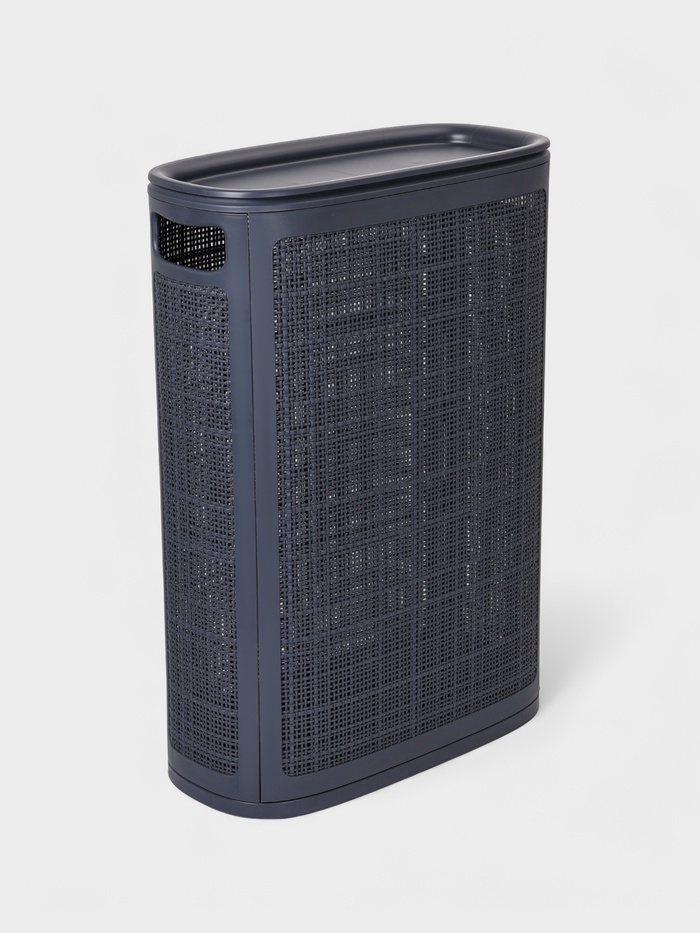 Плетёная корзина для белья с крышкой «Лён», 45 л, 43×20×60 см, графит - Фото 1