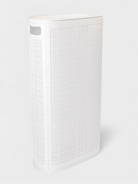 Плетёная корзина для белья с крышкой "Лён" 60л 43×20×80см, цвет белый