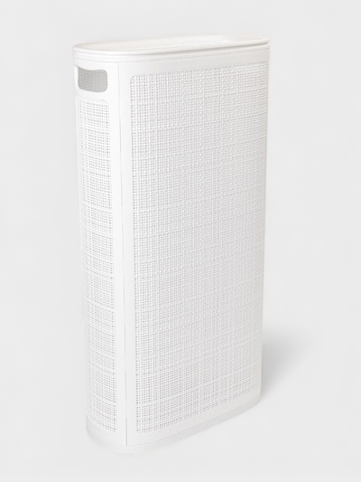 Плетёная корзина для белья с крышкой «Лён», 60 л, 43×20×80 см, белая