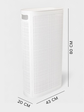 Плетёная корзина для белья с крышкой «Лён», 60 л, 43×20×80 см, белая