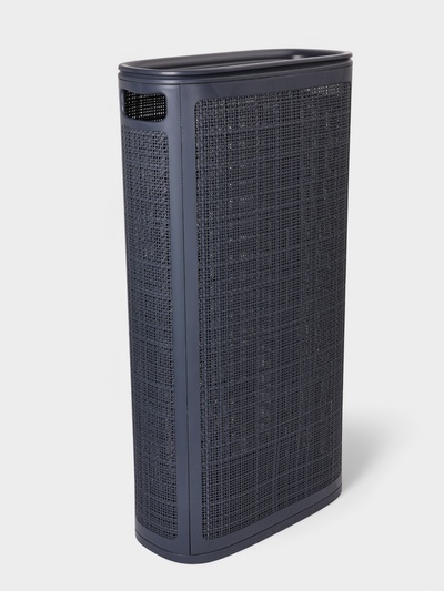 Плетёная корзина для белья с крышкой «Лён», 60 л, 43×20×80 см, графит