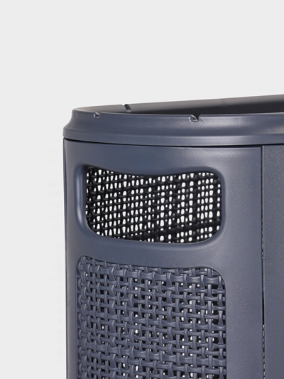 Плетёная корзина для белья с крышкой «Лён», 60 л, 43×20×80 см, графит