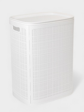 Плетёная корзина для белья с крышкой "Лён" 75л 43×32×60см, цвет белый
