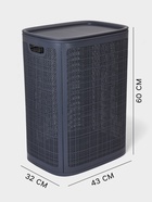 Плетёная корзина для белья с крышкой «Лён», 75 л, 43×32×60 см, графит - Фото 2