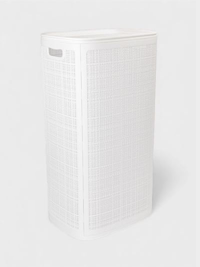 Плетёная корзина для белья с крышкой «Лён», 100 л, 43×32×80 см, белая