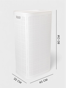 Плетёная корзина для белья с крышкой «Лён», 100 л, 43×32×80 см, белая