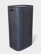 Плетёная корзина для белья с крышкой «Лён», 100 л, 43×32×80 см, графит - Фото 1