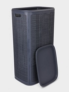 Плетёная корзина для белья с крышкой «Лён», 100 л, 43×32×80 см, графит - Фото 4