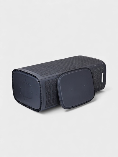 Плетёная корзина для белья с крышкой «Лён», 100 л, 43×32×80 см, графит