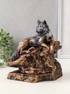 Копилка для денег «Волк на скале», гипс, 16×28×27 см, под бронзу с серебром - фото 809343839