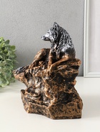 Копилка для денег «Волк на скале», гипс, 16×28×27 см, под бронзу с серебром - фото 809343842