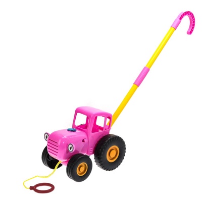 УЦЕНКА Каталка с палкой СИНИЙ ТРАКТОР 25 песен, фраз, звуков.свет.кор.бат Умка в кор.36 шт.