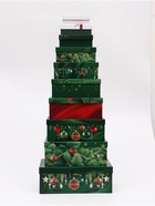Набор новогодних подарочных коробок 10 в 1 «Изумрудные шары», 12×7×4 – 32.5×20×12.5 см - фото 120060290