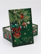 Набор новогодних подарочных коробок 10 в 1 «Изумрудные шары», 12×7×4 – 32.5×20×12.5 см - фото 120060300