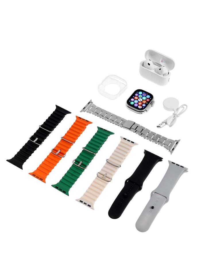 Подарочный набор Watch4, 9 в 1, наушники, смарт-часы, 7 ремешков - Фото 1