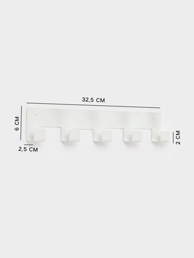 Вешалка настенная, 5 крючков, белая
