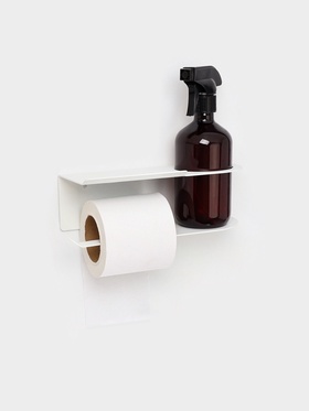 Держатель для туалетной бумаги с полочкой с отверстием для освежителя, белый