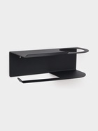 Держатель для туалетной бумаги с полочкой с отверстием для освежителя, чёрный - Фото 2