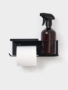 Держатель для туалетной бумаги с полочкой с отверстием для освежителя, чёрный - Фото 3