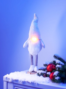 Фигура текстиль «Гном в белом» 55 см, 1 LED, от батареек AG13×3, свечение тёплое белое