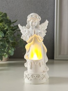 Фигурка светящаяся полистоун «Белоснежная девушка-ангел с тортом», 7.6×8.5×16.3 см - фото 61614538
