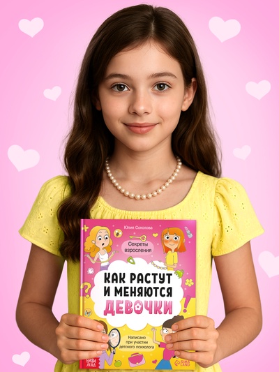 Энциклопедия в твёрдом переплёте «Как взрослеют девочки», 80 стр.