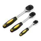 УЦЕНКА Набор воротков с трещоткой ТУНДРА, CrV, 1/2-3/8-1/4", 2К рукоятка, 24 зуба, 150-250 мм 9863 - Фото 6