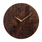 Часы настенные, интерьерные, бесшумные, d-35 см, дерево, открытые, темный циферблат 10957458