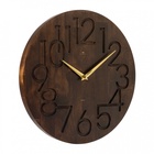 Часы настенные, интерьерные, бесшумные, d-35 см, дерево, открытые, темный циферблат 10957458