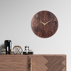Часы настенные, интерьерные, бесшумные, d-35 см, дерево, открытые, темный циферблат 10957458