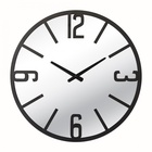 Часы настенные, интерьерные, бесшумные, d-50 см, зеркало, черные 10957465